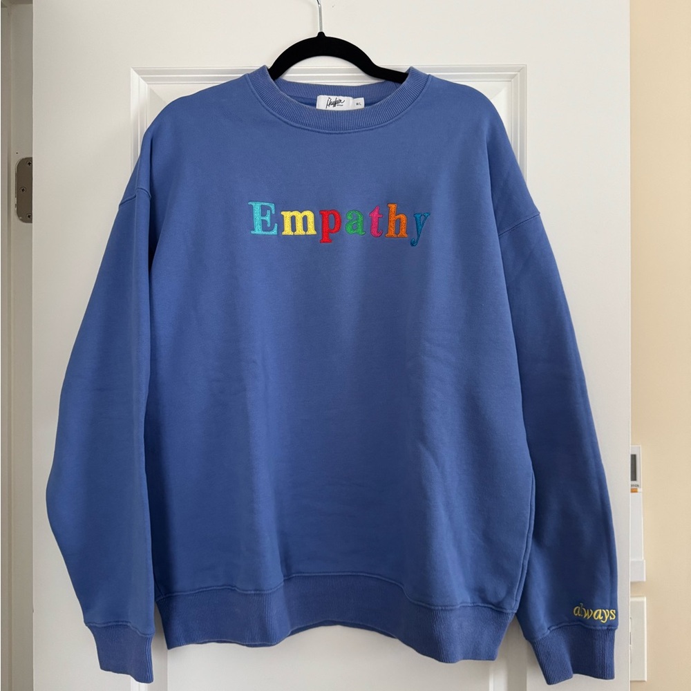 Always Women's Blue Crewneck Sweater with Empathy Embroidery